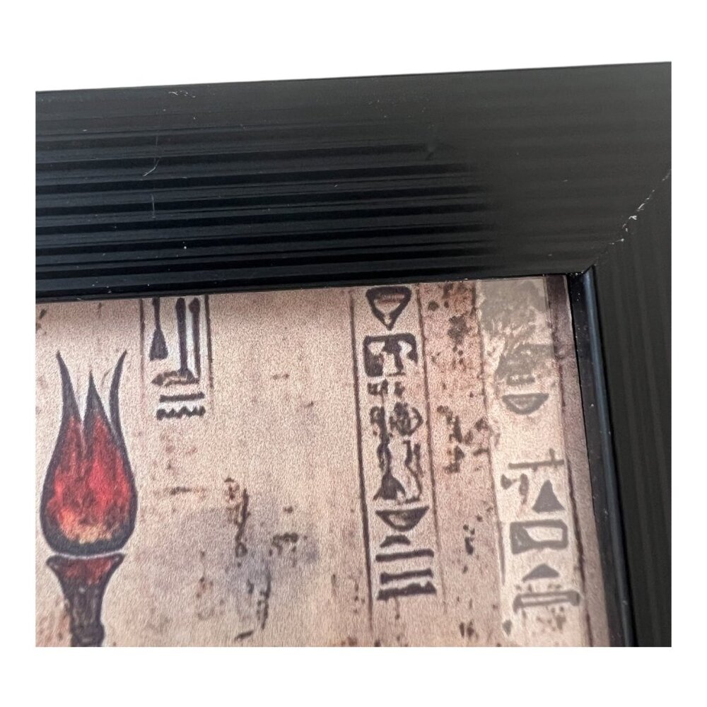 Egyptian Black Cat Art Framed 7x7 Bastet Goddess Wall Decor Hieroglyphics Sun - Picture 5 of 5